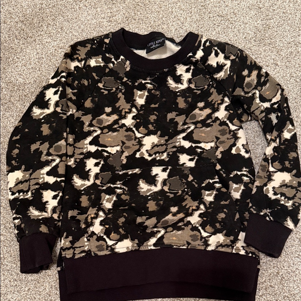 Little Bipsy Camo Pocket Sweatshirt- Black and Brown